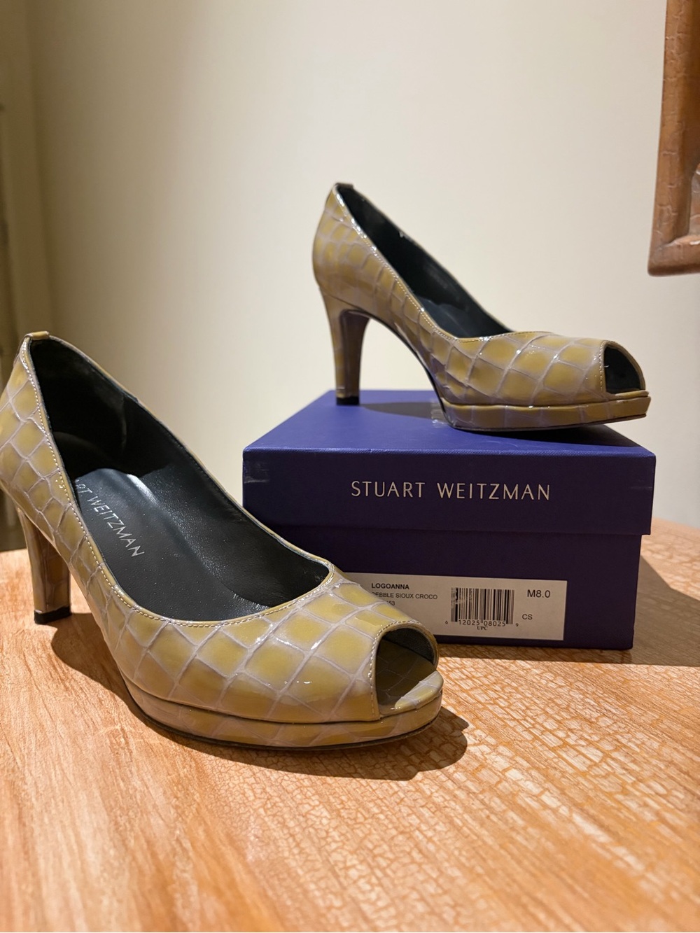 Stuart Weitzman “Logoanna” Peep-Toe Pumps size 8